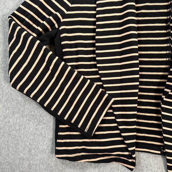 Zenergy By Chicos Open Front Jacket Black/Tan Stripe Women's Size 3/ X-Large - Picture 2 of 9